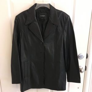 Black Leather Blazer Jacket Large Size L O…